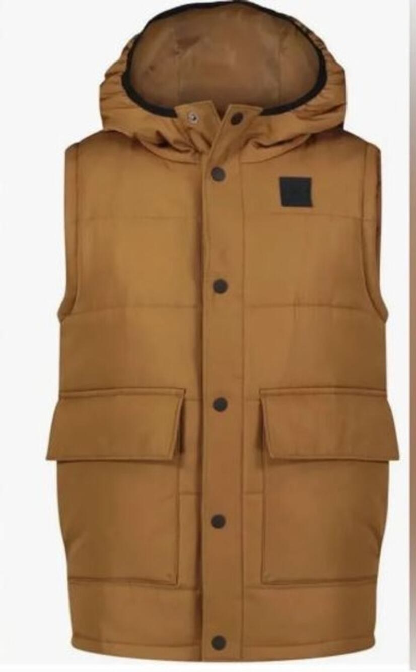 Boys Under Armour Winter Puffer Vest, Medium, Brown/Tan, Hooded, Button Up